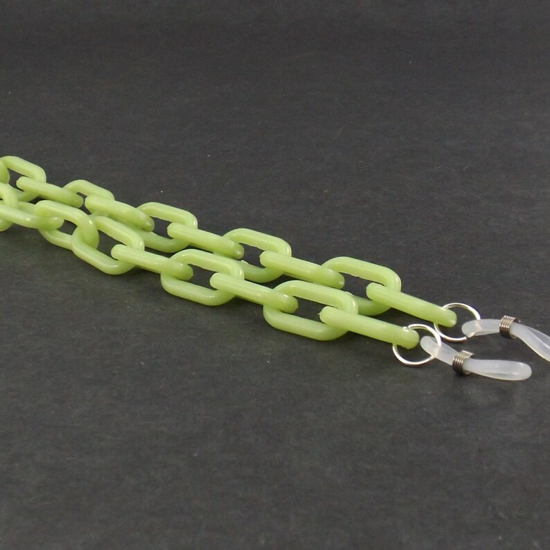 Glow in the dark green plastic eyeglass chain necklace for Etsy