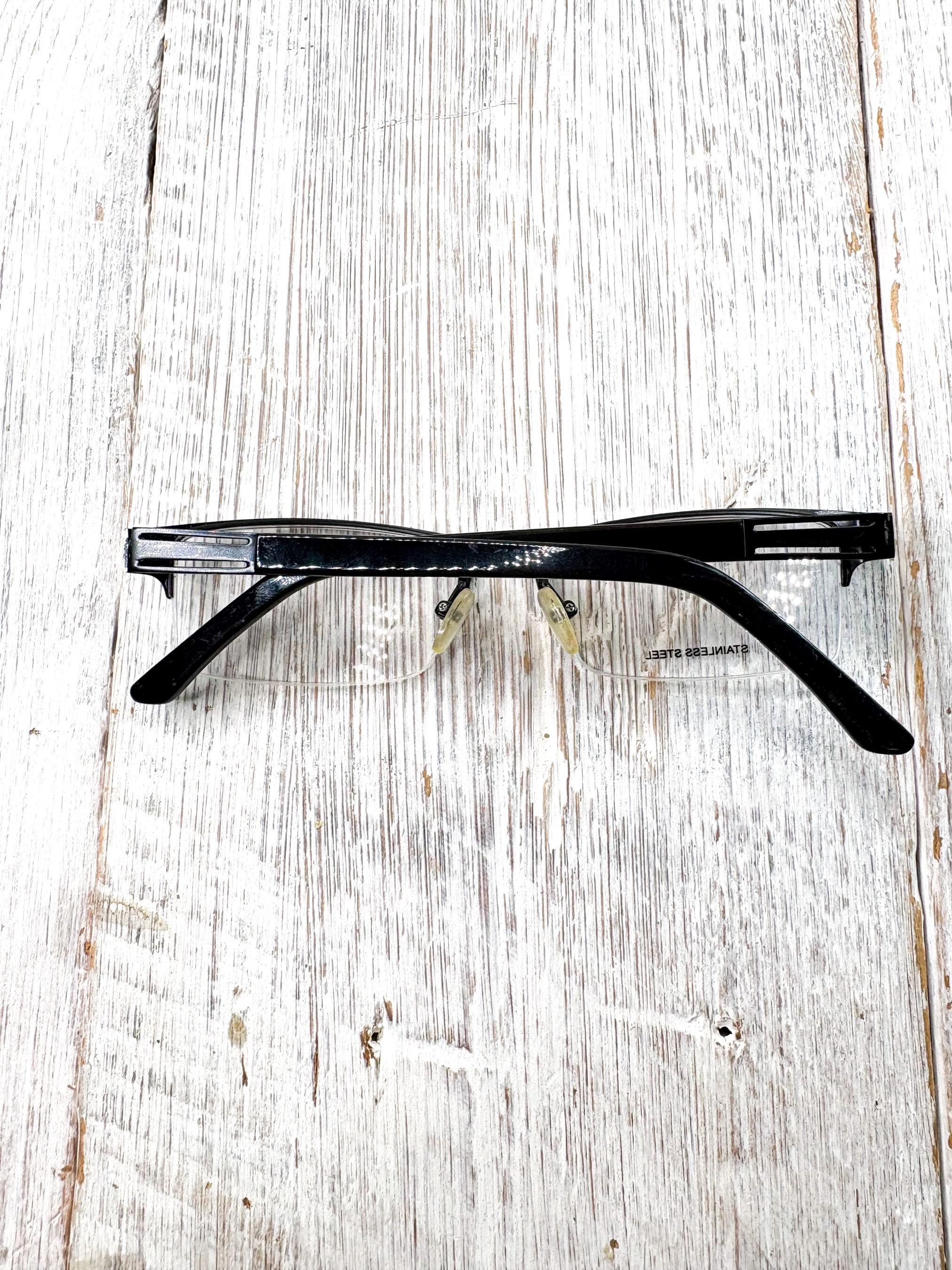 Semi-rimless Rectangular Black Metal Eyeglass Frames: 54[]17-145 - Etsy