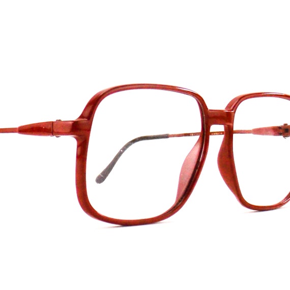 vintage 80s NOS square oversize red amber eyeglas… - image 3