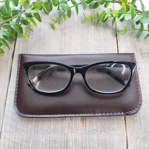 custodia morbida per occhiali in similpelle vegana marrone scuro accessori per occhiali scorte morte accessori vintage retrò occhiali da sole unisex/uomo