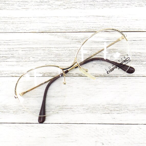 NOS vintage 80s eyeglasses rimless round | gold m… - image 4