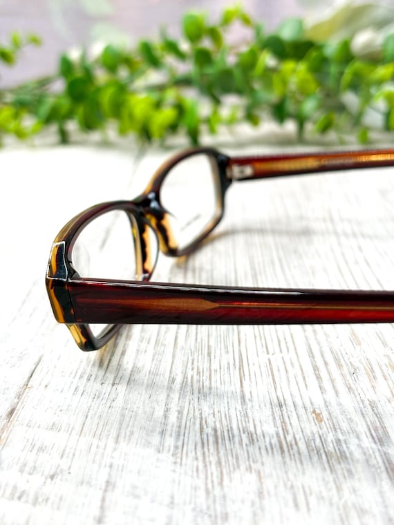 Brown Rectangular Eyeglass Frames: 90's Fashion A… - image 4