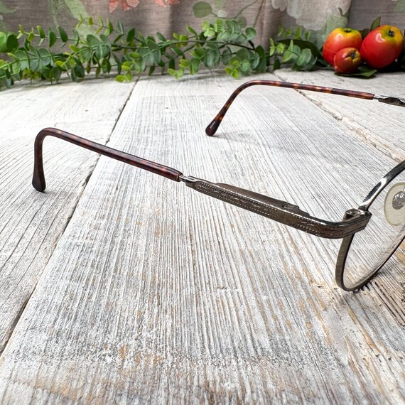 Vintage Tortoiseshell Pewter Round Eyeglasses Fra… - image 2