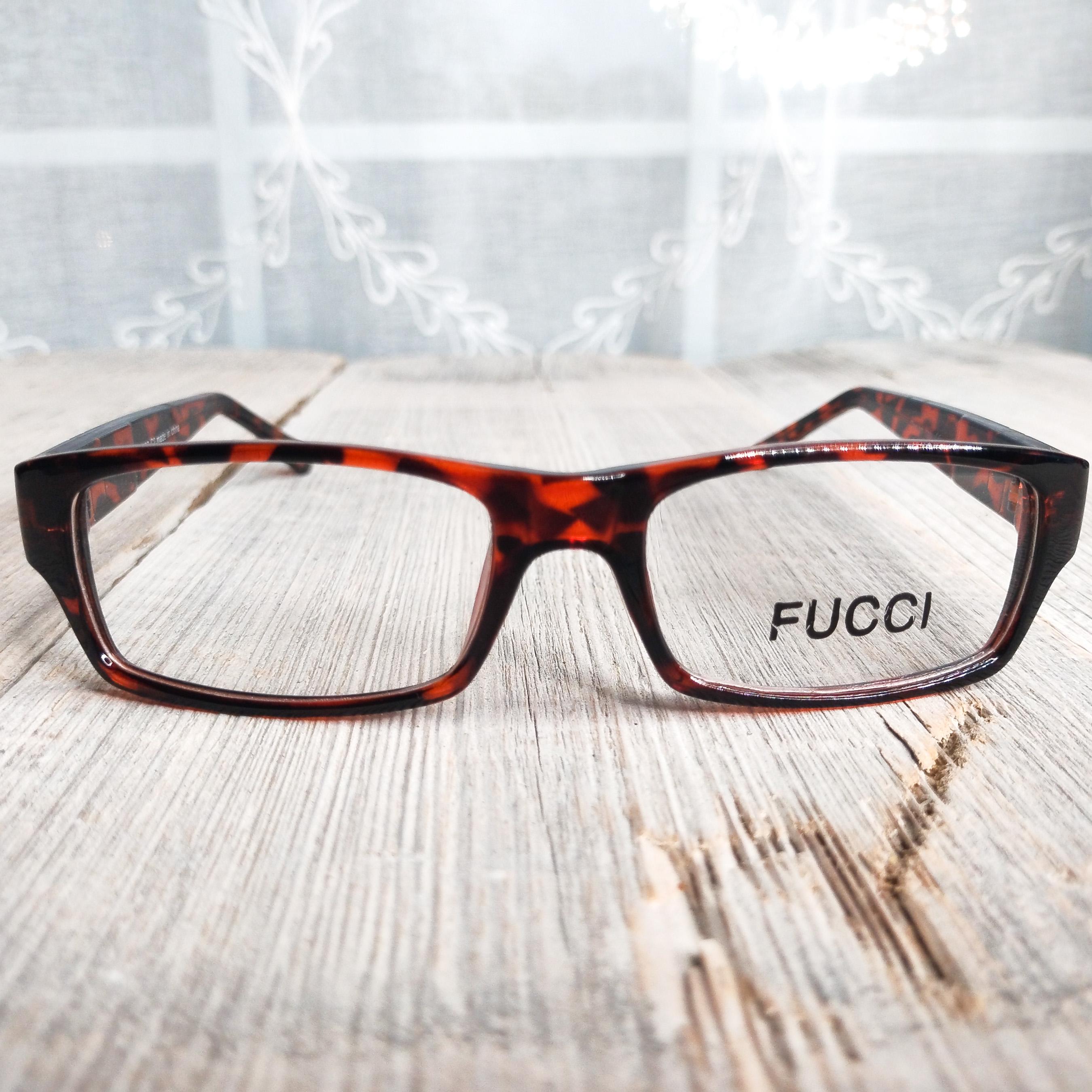 Vintage Fucci Eyeglasses Frames, 90s Tortoise Shell Rectangle (54