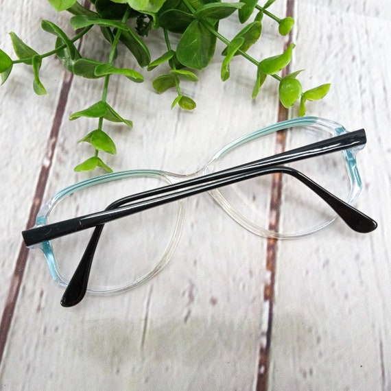 1980s large oval eyeglasses blue black vintage ey… - image 5