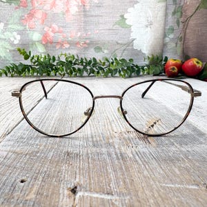 eyeglass frames only light gold tortoise 50[]18/140 round metal glasses unisex/men/women eyeglasses nos/vintage/deadstock 90s fashion style