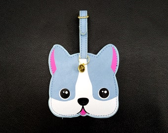 personalized luggage tag, cute dog, french bulldog