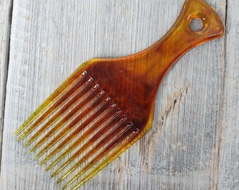 Vintage Lucite Plastic Hair Comb Accessory Orange and Brown Faux Wood Stripe Vintage Hair Comb - Poshmark main image 4