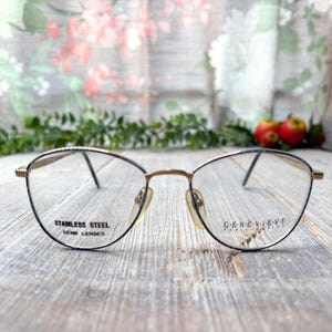 blue multi gold eyeglass frame only 1990s big round eyeglasses unisex/men/women nos vintage fashion accessories prescription glasses eyewear