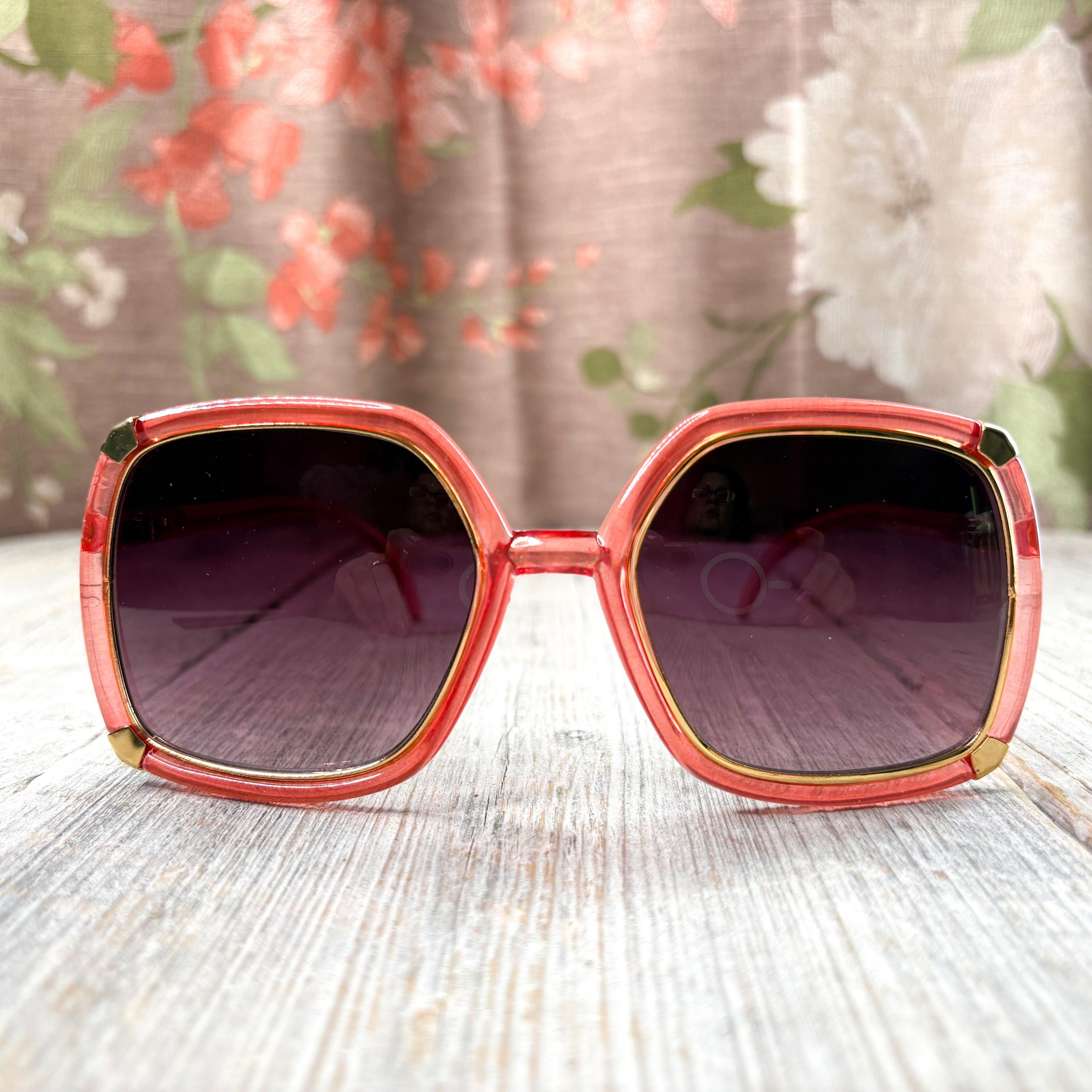 Square Butterfly Sunglasses Pink/coral Gold Oversized  display picture 2