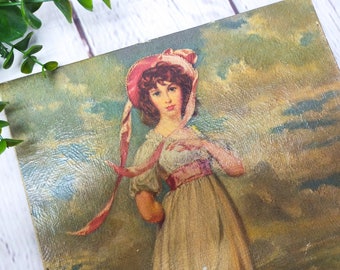 vintage artwork PINKY by Thomas Gainsborough print on canvas board