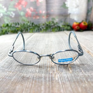 kids light blue metallic cable eyeglass frames only child/children/boy/girl petite women eyeglasses deadstock vintage prescription glasses