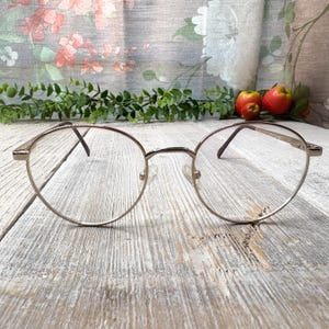 light gold eyeglass frames only 52[]19/140 big round metal eyeglasses nos/deadstock/vintage glasses 90s fashion accessories unisex/men/women