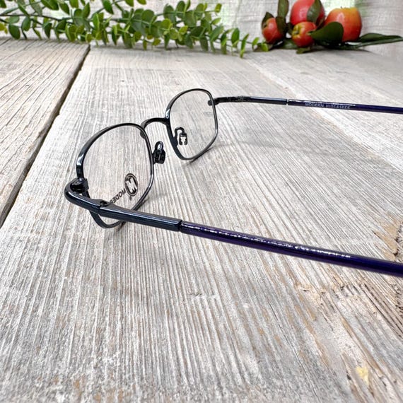 Vintage 90s Black Rectangle Eyeglass Frames - Uni… - image 3