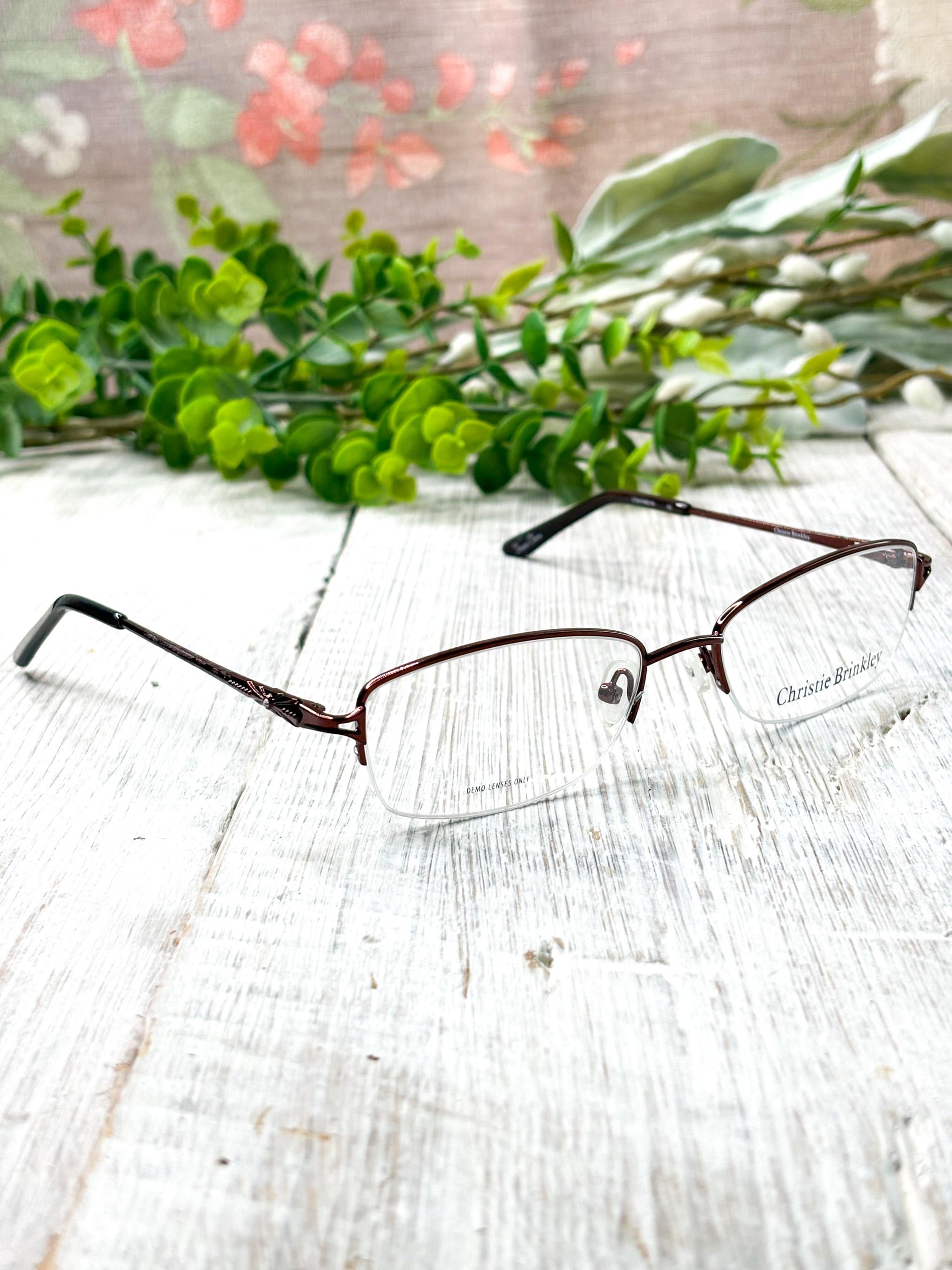 Semi-rimless Eyeglass Frames: Metallic Brown 53[]17-138, Rhinestone ...