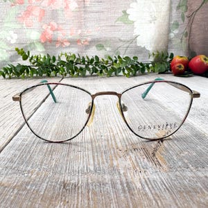 eyeglass frames only green-multi light gold 52[]17/135 round metal glasses women’s 90s style fashion eyeglasses vintage/nos/deadstock 1990s