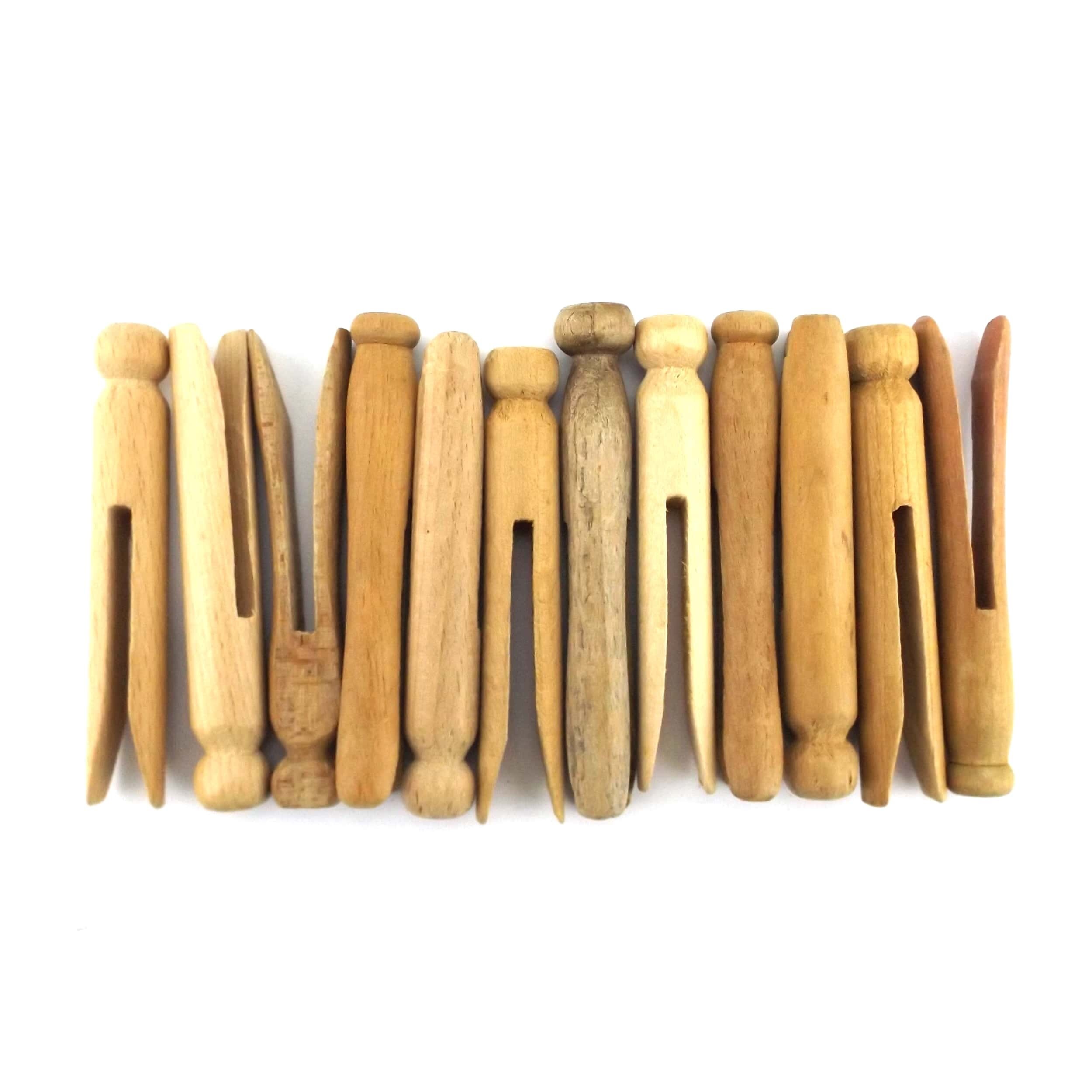Vintage Wood Clothespins Lot 12 Traditional Push Pins Art Etsy