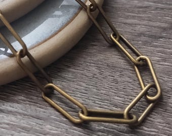 bronze paper-clip bracelet jewelry women/men/unisex oversized links chain-link accessories accessory metal chain