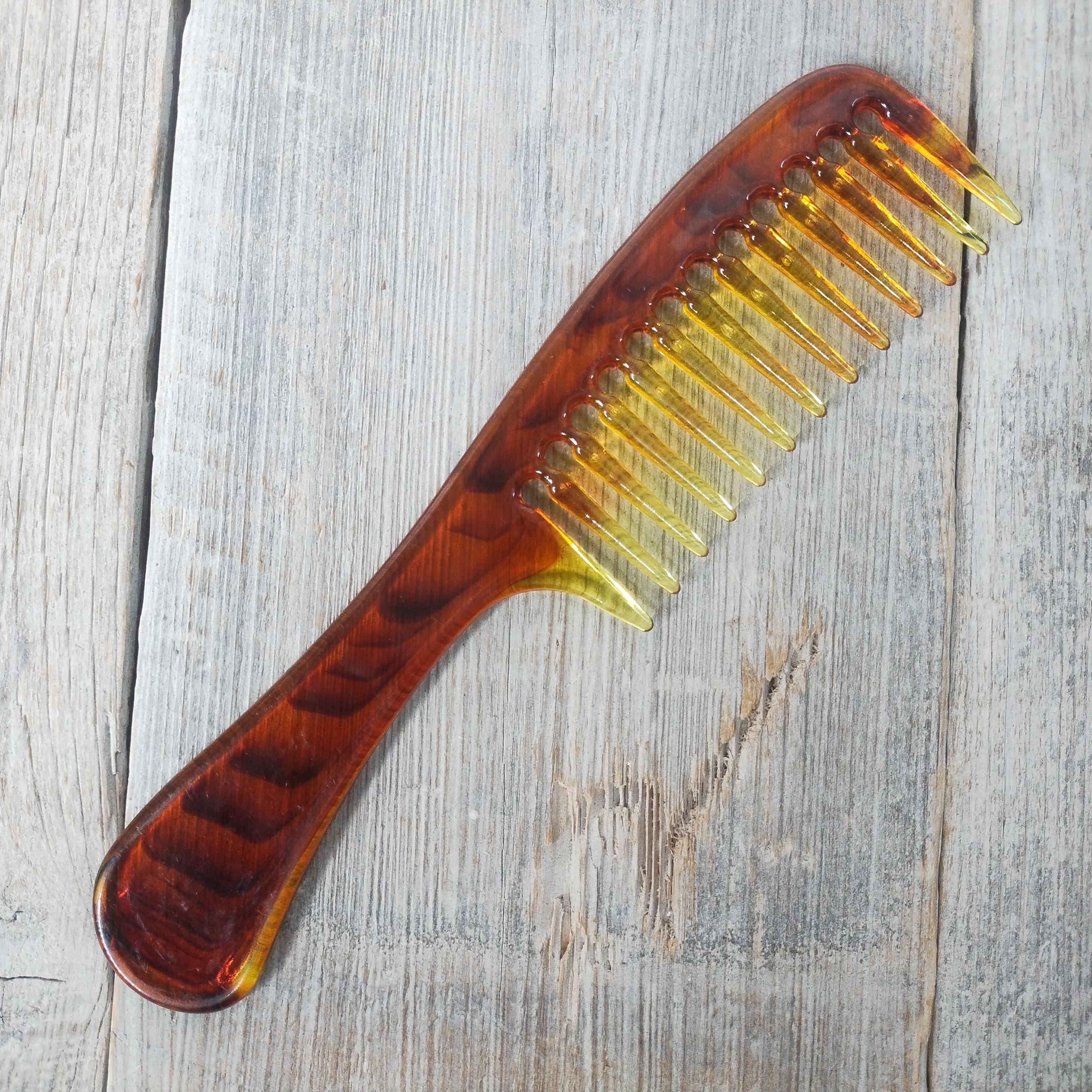 Vintage Lucite Plastic Hair Comb Accessory Orange and Brown Faux Wood Stripe Pretzel Hair Clip main image 4