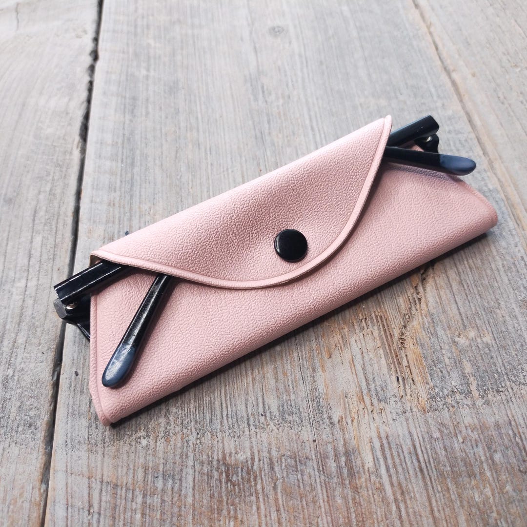 Pink Glass Case Vintage Pink Eyeglass Case: Textured Faux Leather, Mid-century Modern ...