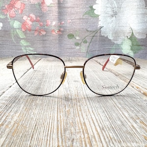square glasses frames only 52[]18/135 women/men/unisex light gold/brown multi eyewear eyeglasses deadstock vintage