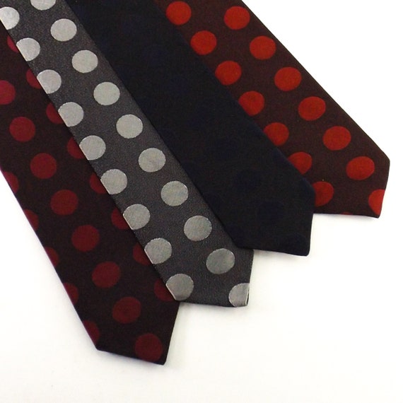 vintage necktie tie polka dot neckties mens 52" N… - image 2