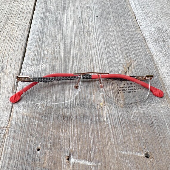 Rimless Eyeglass Frames: Gold, Black & Coral - 19… - image 7
