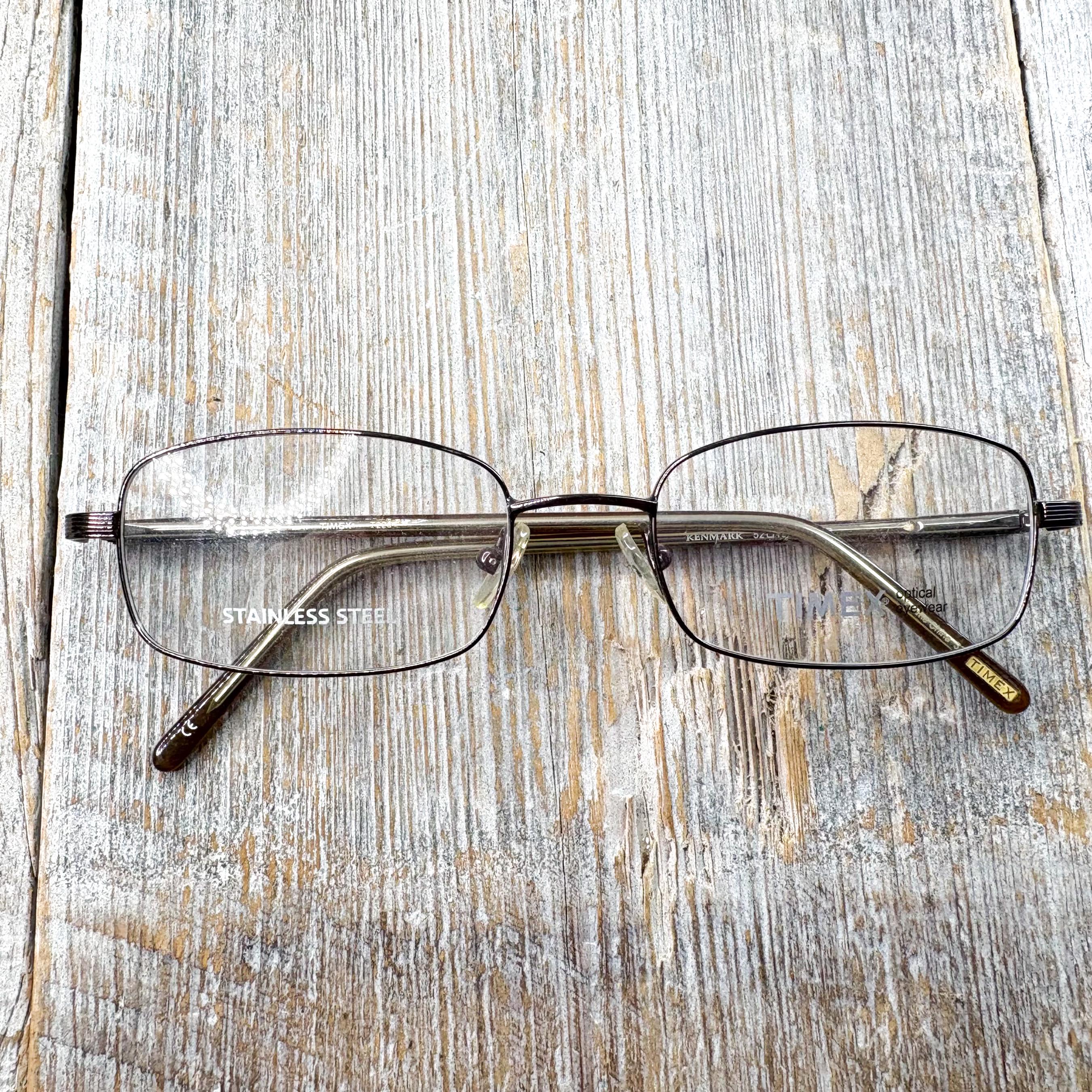 Rectangular Eyeglasses Frame Example Image Vintage Rectangle Eyeglass Frames: Stainless Steel Deadstock Eyewear 52 ...
