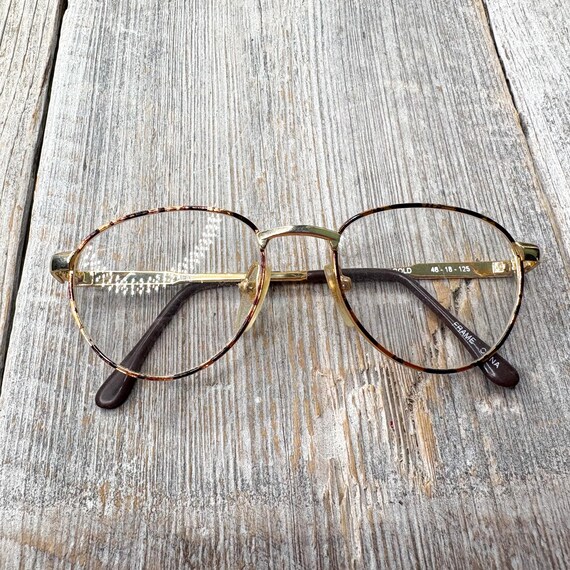 Gold Tortoise Round Eyeglass Frames: Vintage 90s … - image 6