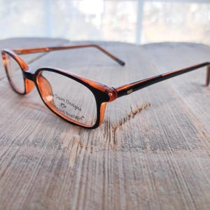 black/cider eyeglass frames deadstock vintage eyewear unisex/men/women eyeglasses accessories 1990s glasses acetate thin plastic rectangle