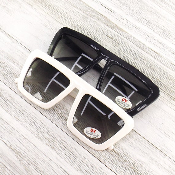 NOS 80s vintage sunglasses oversized square black… - image 4