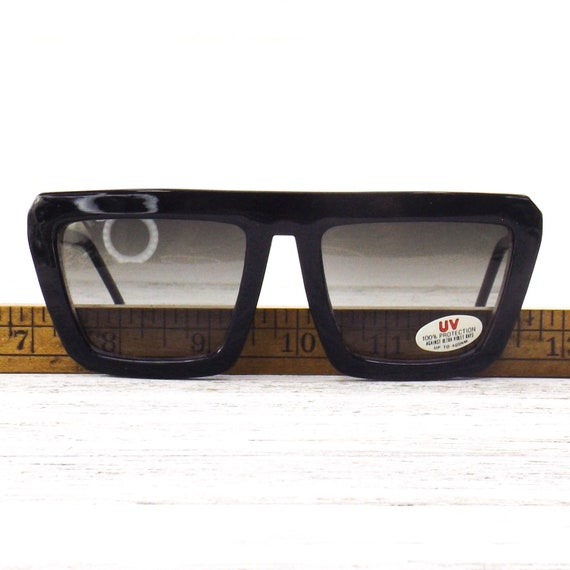 NOS 80s vintage sunglasses oversized square black… - image 8