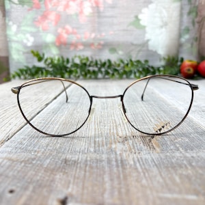 Big round eyeglass frame only antique gold tortoise 51[]20 glasses nos/vintage/deadstock eyeglasses unisex/men/women 90s style eyewear 1990s