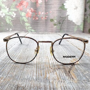 kids eyeglass frames only 44[]19/125 light gold blue multi square/round glasses child/children/boy/girl nos/vintage/deadstock eyeglasses