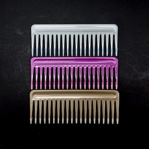 vintage hair comb NOS plastic comb, hair accessories, wide tooth comb for wet hair, gold, silver, pink