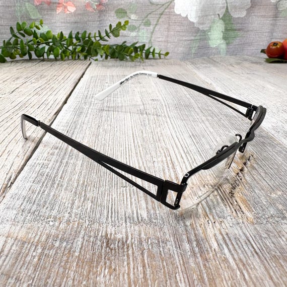 Vintage Semi-Rimless Rectangle Eyeglasses: Black … - image 3