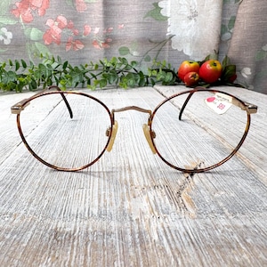 Big round eyeglass frame only tortoiseshell light gold glasses unisex/men/women eyeglasses deadstock vintage eyewear 1990s fashion accessory