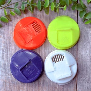 soda pop top covers/lids sip and seal fits on the top of metal cans set of 4