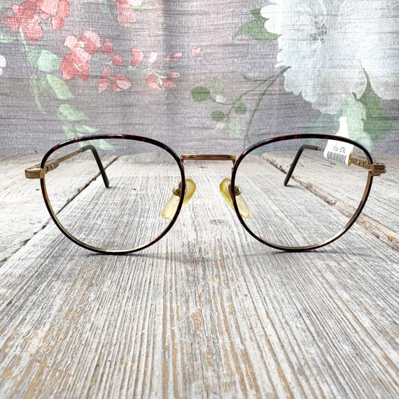 Vintage Round Glasses Frames: Gold Tortoise Unisex  display picture 2