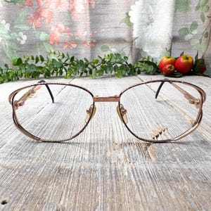 purple multi rose gold eyeglass frames only oversized round eyeglasses 90s prescription glasses deadstock vintage eyewear unisex/men/women