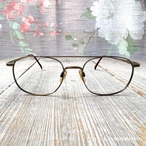 Vintage Square Aviator Eyeglasses Frames: Double … - image 1