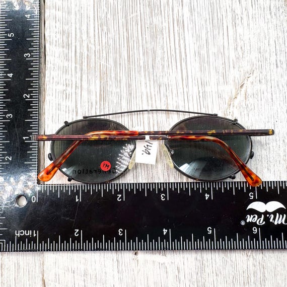 Round Eyeglass Frames: Matte Gunmetal & Brown Tor… - image 4