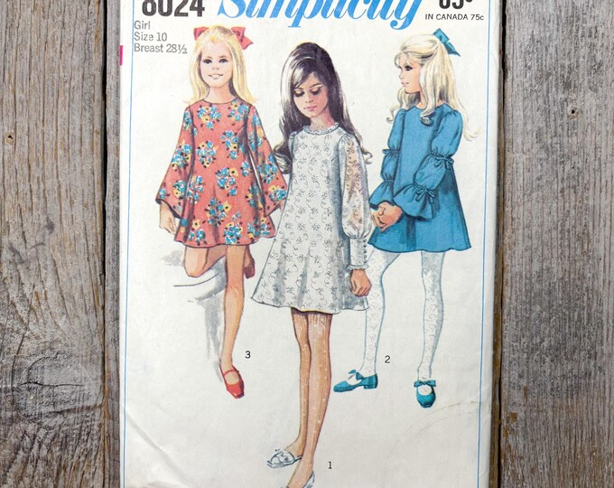 Mini Simplicity 1968 Simplicity Sewing Pattern 8024: Girls Mini Dress, Size 10 - Etsy