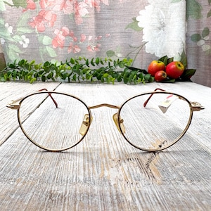 eyeglass frames only 49[]19/135 round light gold tortoise eyeglasses unisex/men/women deadstock/vintage/nos glasses 1990s