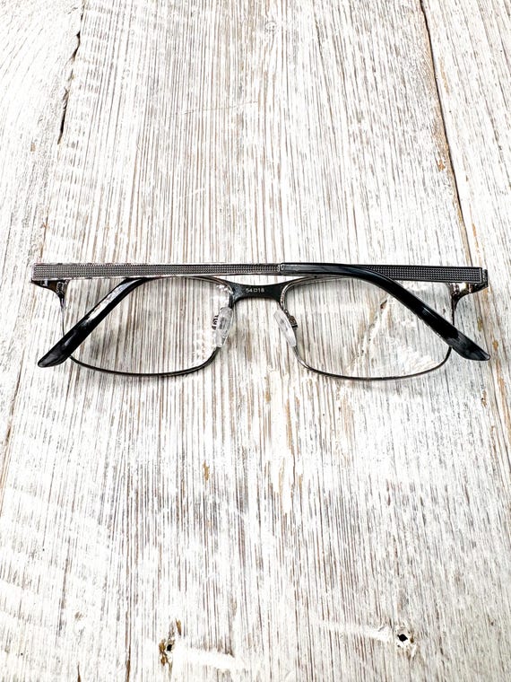 Gunmetal Eyeglass Frames: Square Prescription Eye… - image 7