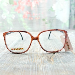 eyeglasses frame only 54[]14/135 big square brown beige eyeglasses unisex/men/women glasses deadstock/vintage prescription eyewear 1980s