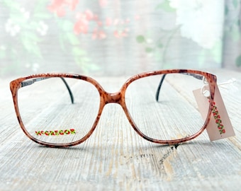 Vintage 1980s Square Eyeglasses: Brown Beige Frames, Unisex Deadstock (54[]14/135)