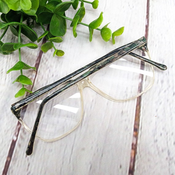 1980s large round eyeglasses grey clear vintage e… - image 3