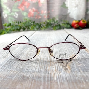 burgundy red eyeglass frames only oval/round glasses deadstock vintage glasses fashion accessories unisex/men/women 1990s eyeglasses eyewear