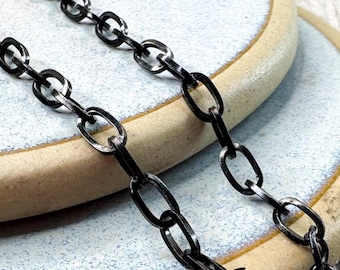 black stainless steel chunky bracelet rolo link chain unisex/men/women jewelry